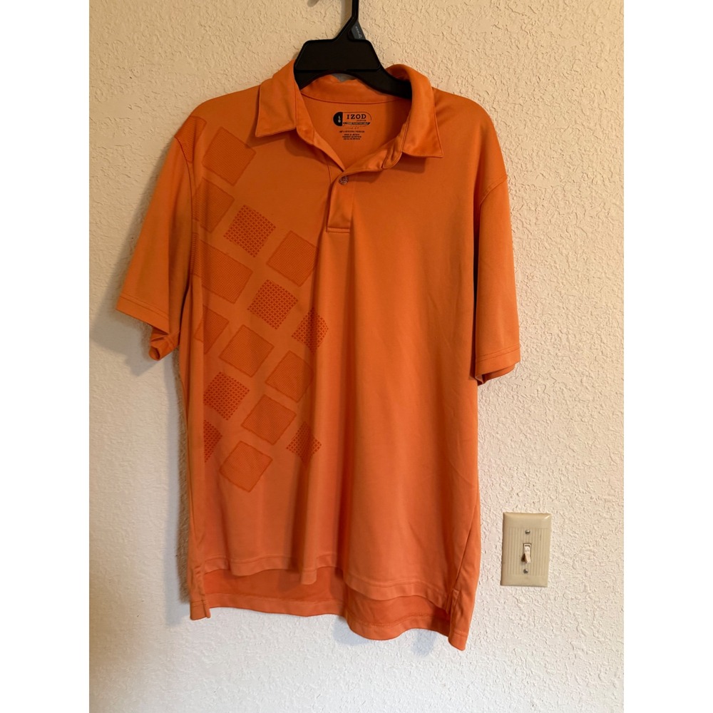 IZOD XFG Mens Geometric Print Golf Polo Shirt Large Short Sleeve Performance